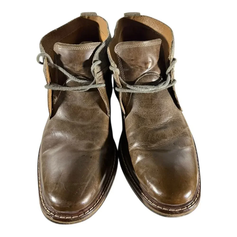 Cole Haan Chukka Boots Men's 11M Brown Leather Almond Toe Lace-Up Block Heel
